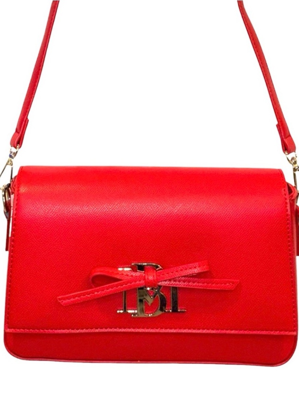 BADGLEY MISCHKA Red Women’s X-body Bag w/Bow Accent & Gold-tone hardware
